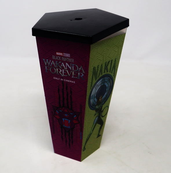 Odeon Cinema Marvel Black Panther Wakanda Forever Movie Popcorn Tin Bucket + Plastic Drink Cup NEW Promotional Souvenir Bundle Lot