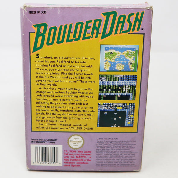 Vintage 1990 90s Nintendo Entertainment System NES Boulder Dash Video Game Boxed Pal