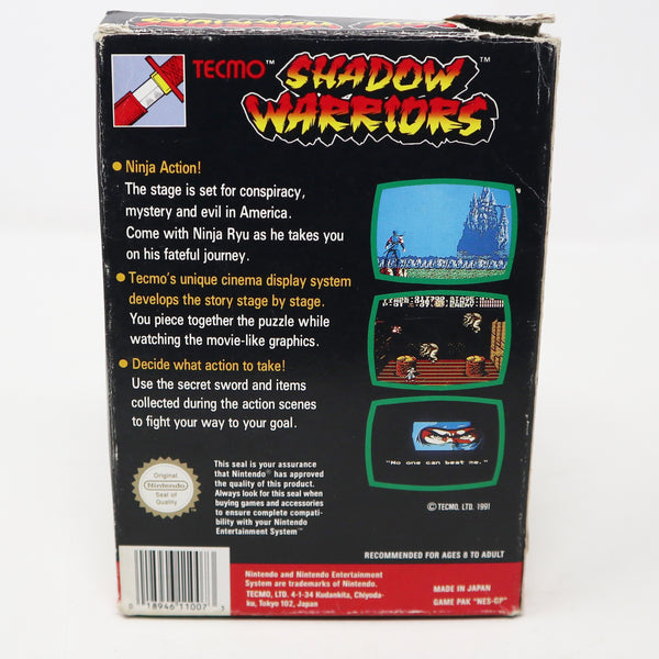 Vintage 1991 90s Nintendo Entertainment System NES Shadow Warriors Ninja Gaiden Battle Fighting Video Game Boxed Pal A