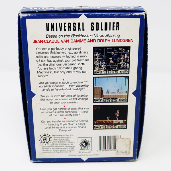 Vintage 1992 90s Sega Genesis Mega Drive Megadrive Universal Soldier Cartridge Video Game PAL