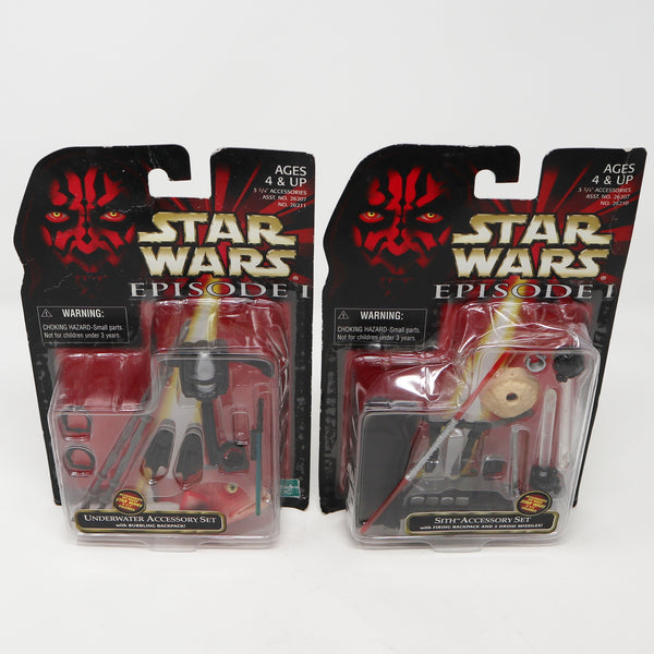 Vintage 1998 90s Hasbro Star Wars Episode I Sith + Underwater Accessory Sets Lot For Action Figures Carded MOC