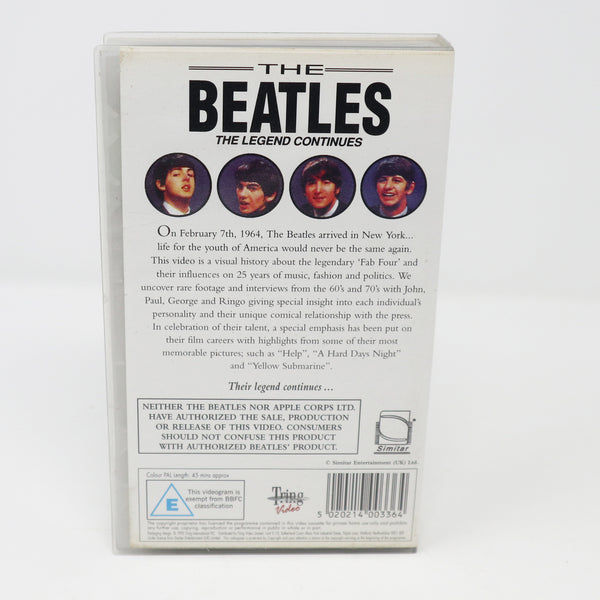 Vintage 1995 90s Tring Video The Beatles The Legend Continues PAL VHS (Video Home System) Tape