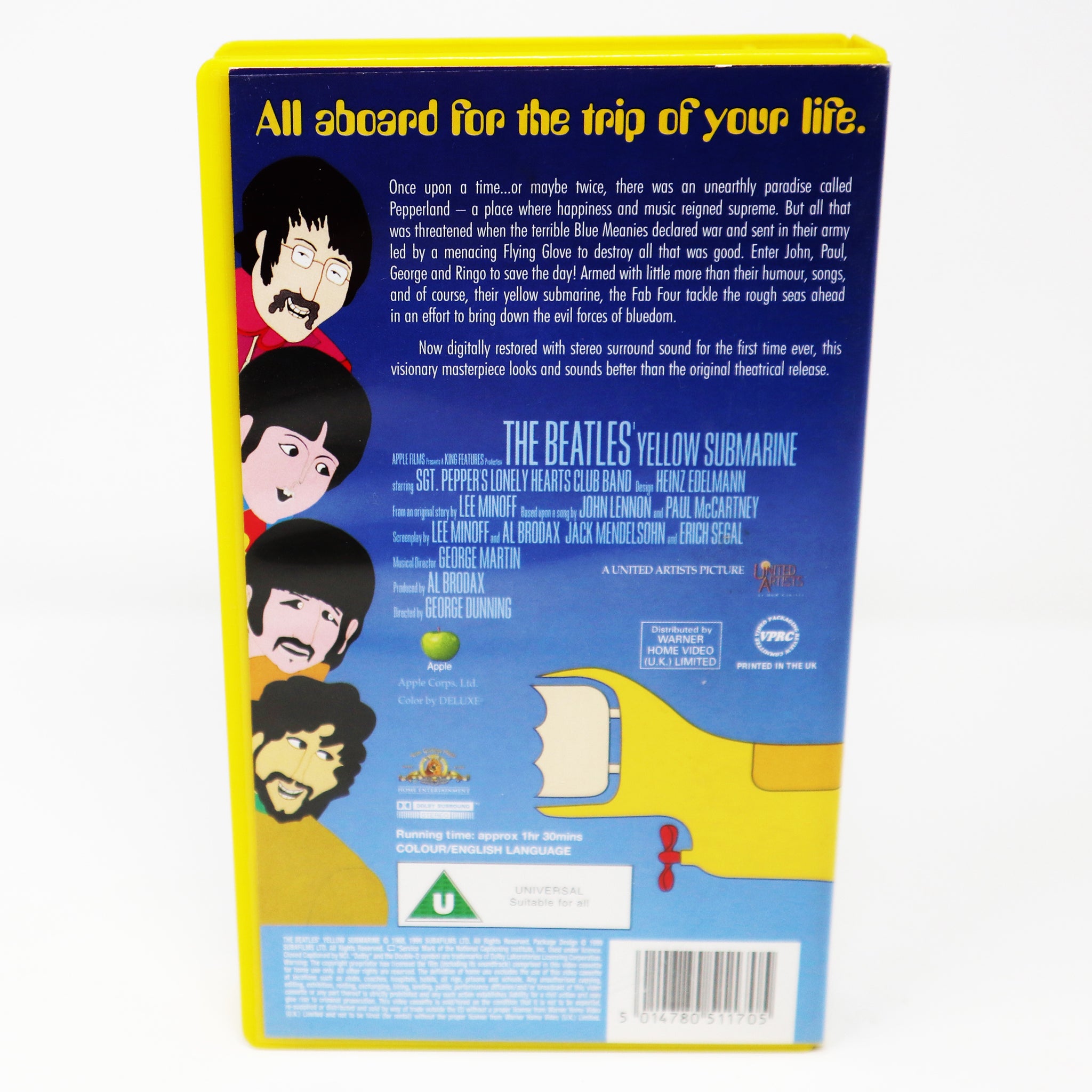 Vintage 1999 90s Warner Home Video The Beatles Yellow