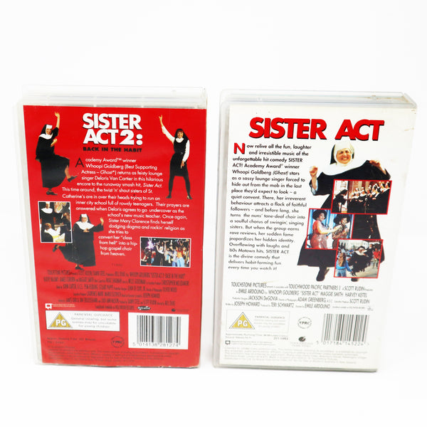 Vintage Touchstone Home Video Whoopi Goldberg Sister Act 1 & Sister Act 2 : Back In The Habit PAL VHS (Video Home System) Tapes Lot