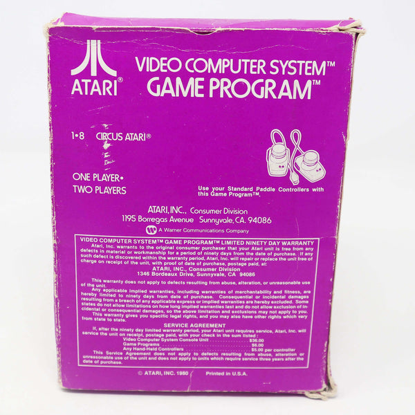Vintage 1980 80s Atari 2600 Circus Atari CX2630 Video Game Cartridge For The Atari Video Computer System Boxed