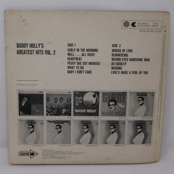 Vintage 1970 70s Coral MCA Records Buddy Holly's Greatest Hits Volume Two 2 Compilation LP Album Vinyl Record Mono