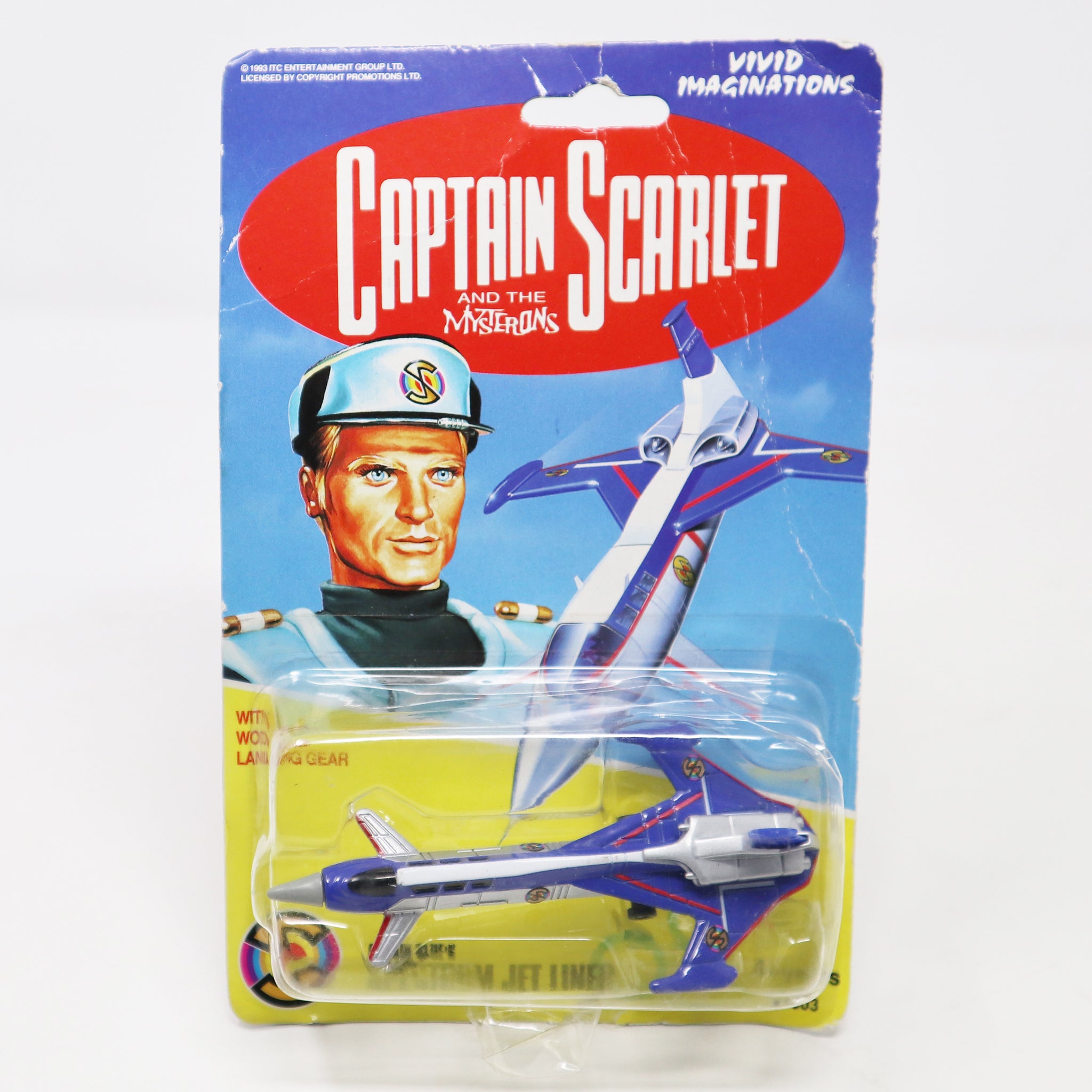 Vintage 1993 90s Vivid Imaginations Captain Scarlet And The Mysterons Captain Blue's Spectrum Jet Liner Vehicle Carded MOC