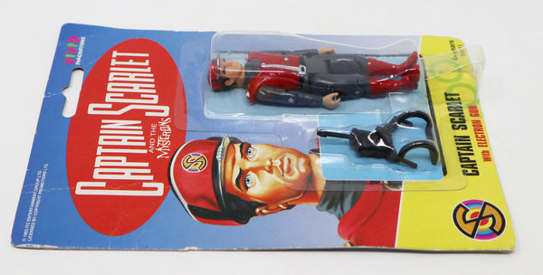 Vintage 1993 90s Vivid Imaginations Captain Scarlet And The Mysterons Captain Scarlet With Electric Gun 4" Action Figure Carded MOC