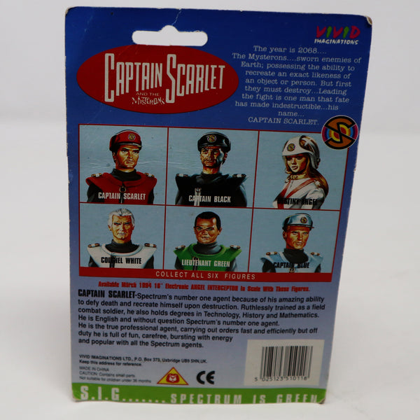 Vintage 1993 90s Vivid Imaginations Captain Scarlet And The Mysterons Captain Scarlet With Electric Gun 4" Action Figure Carded MOC