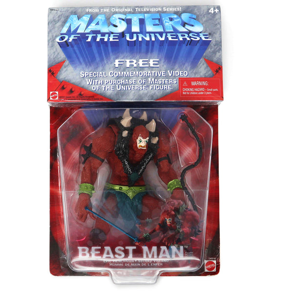 2002 Mattel He-Man MOTU Masters of the Universe Modern Series Beast Man Action Figure Carded MOC + Commemorative Video Rare