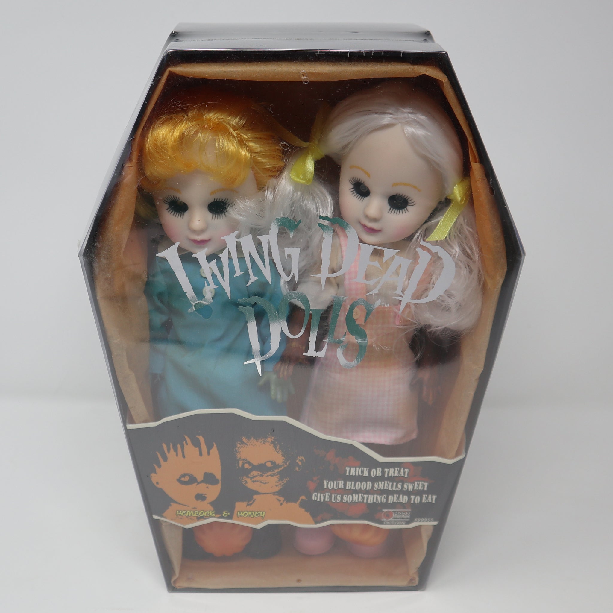 2004 Mezco Toyz Living Dead Dolls Exclusives Series Hemlock & Honey (Trick or Treat) Halloween 10" Dolls Complete Boxed Sealed Rare