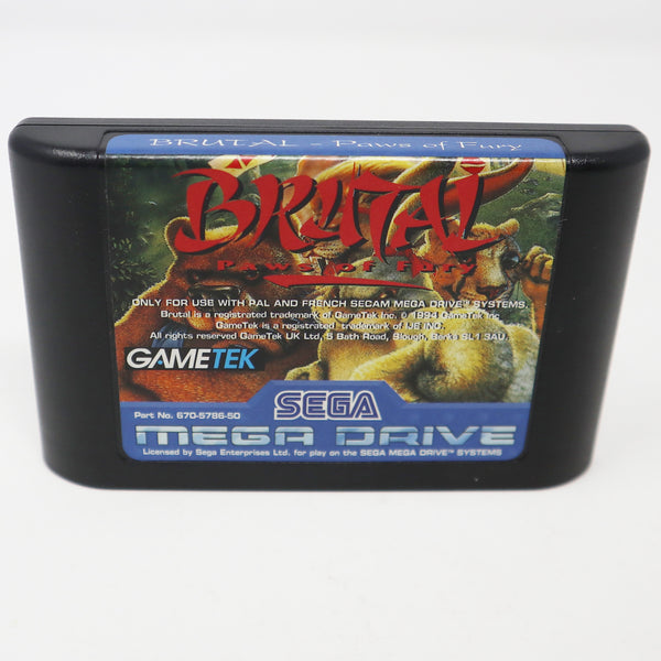 Vintage 1994 90s Sega Mega Drive Megadrive Brutal Paws Of Fury Cartridge Video Game PAL French Secam 1 or 2 Players