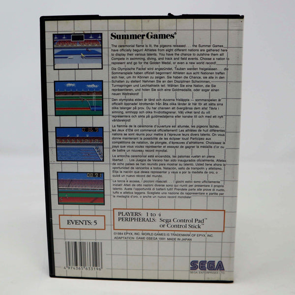 Vintage 1991 90s Sega Master System Summer Games Cartridge Video Game Pal Sports 1 to 4 Players