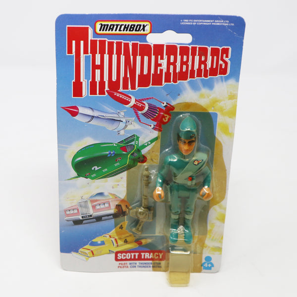 Vintage 1993 90s Matchbox Tyco Toys Thunderbirds Scott Tracy Pilot With Thunder-Stun 3.5" Action Figure Carded MOC