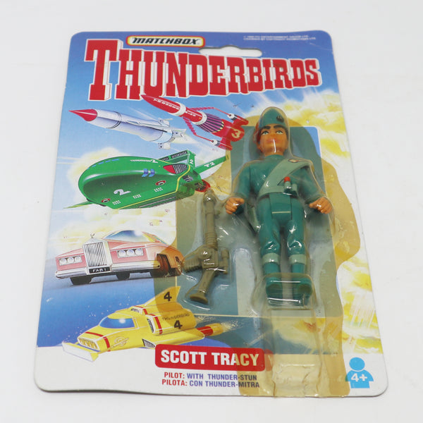 Vintage 1993 90s Matchbox Tyco Toys Thunderbirds Scott Tracy Pilot With Thunder-Stun 3.5" Action Figure Carded MOC