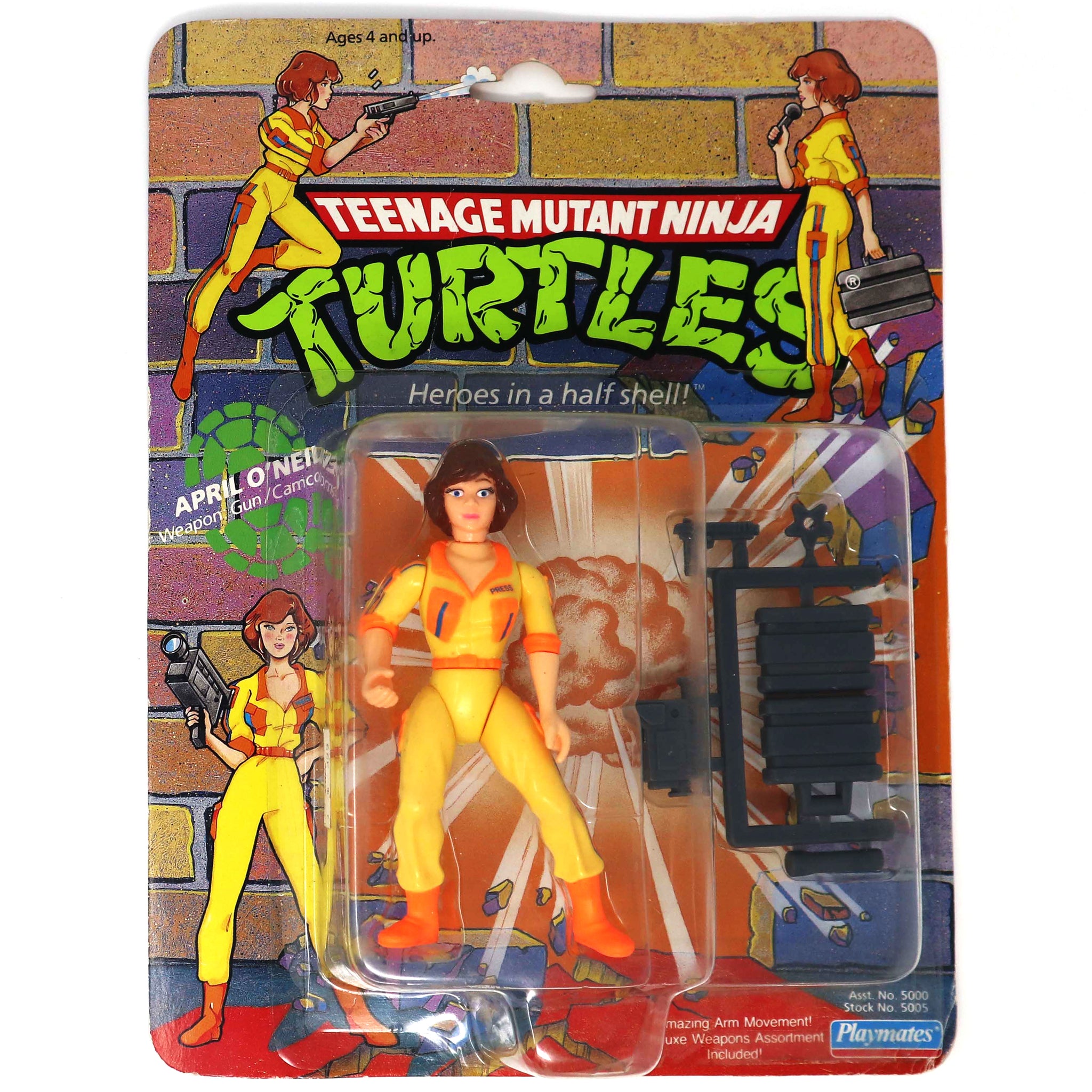 Vintage 1990 90s Playmates Toys Teenage Mutant Ninja Turtles (TMNT) April O'Neil Action Figure Carded MOC