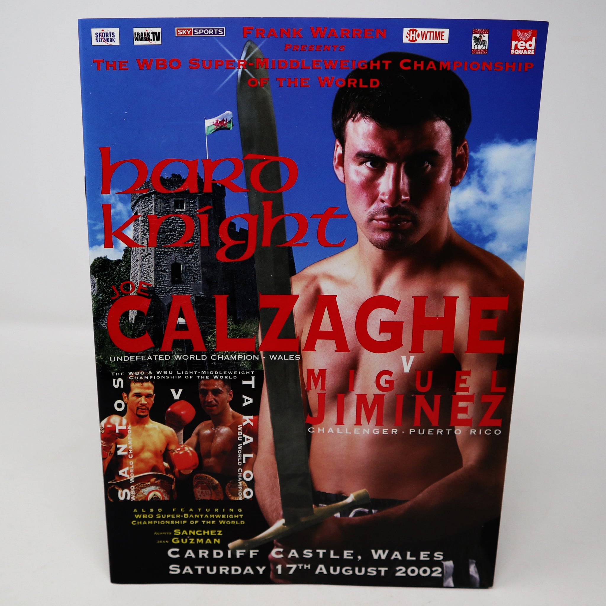 Hard Knight Joe Calzaghe vs Miguel Jiminez Saturday 17th August 2002 Cardiff Castle Wales Boxing Sports Programme Program Book