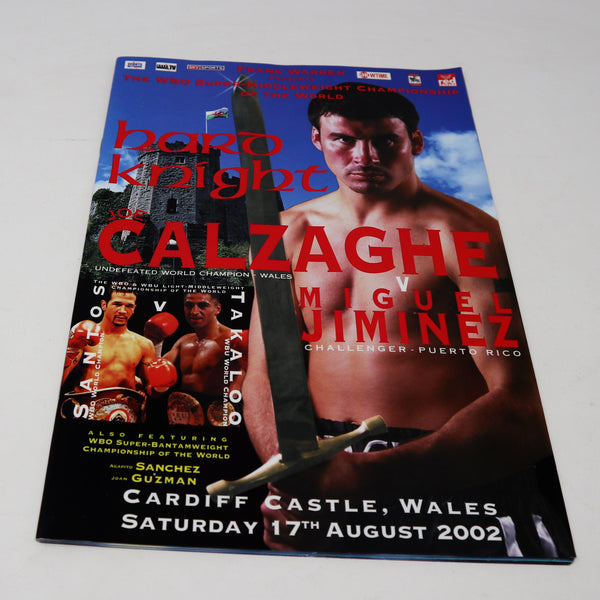 Hard Knight Joe Calzaghe vs Miguel Jiminez Saturday 17th August 2002 Cardiff Castle Wales Boxing Sports Programme Program Book