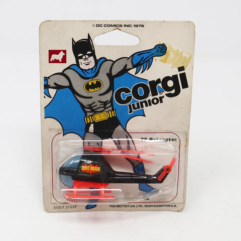 Vintage 1976 70s Corgi Juniors 78 Batman Batcopter Die-Cast Vehicle MOC Carded