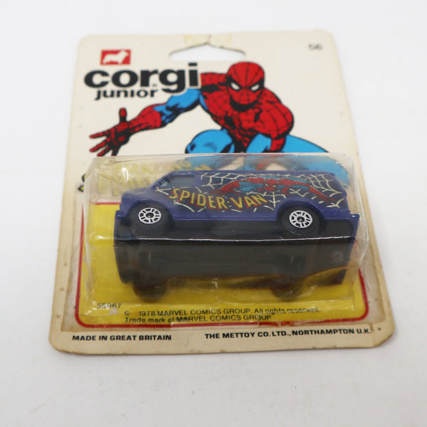 Vintage 1978 70s Corgi Juniors 56 The Amazing Spider-Man Spiderman Die-Cast Van Vehicle MOC Carded