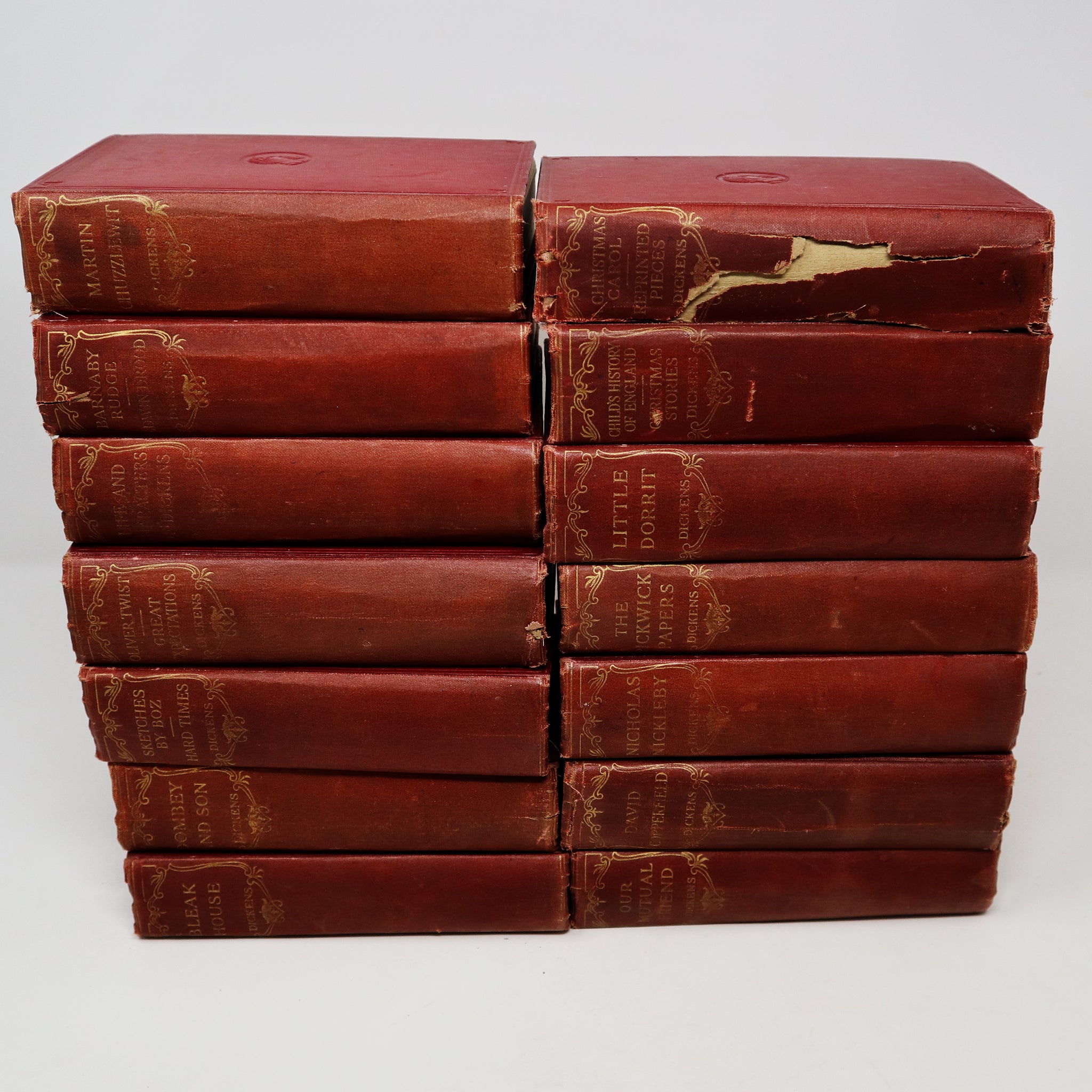 Vintage 1930s Oldhams Press Limited Charles Dickens Hardcover Books Collection Set Of 14 Rare (Inc. A Christmas Carol, Nicholas Nickleby)