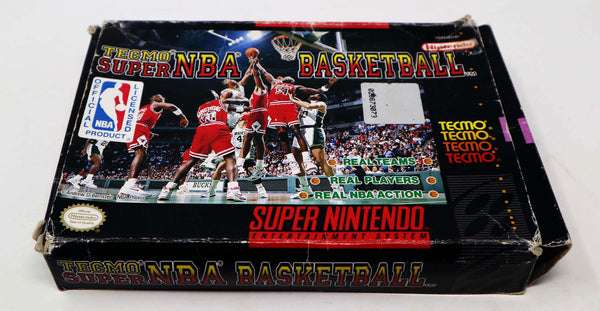 Vintage 1993 90s Super Nintendo Entertainment System SNES Tecmo Super NBA Basketball Cartridge Video Game Boxed NTSC Version