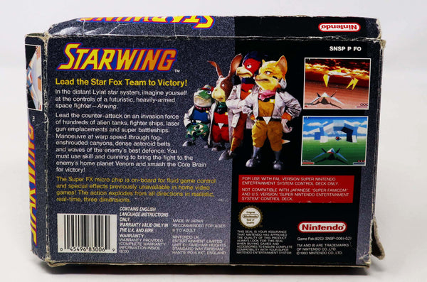 Vintage 1993 90s Super Nintendo Entertainment System SNES Starwing Cartridge Video Game Boxed Pal Version