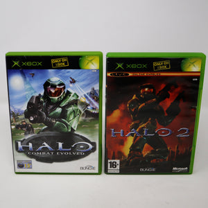 Vintage 2002 2004 Microsoft Xbox X-Box Halo & Halo 2 Combat Video Game Lot PAL 1-4 Players